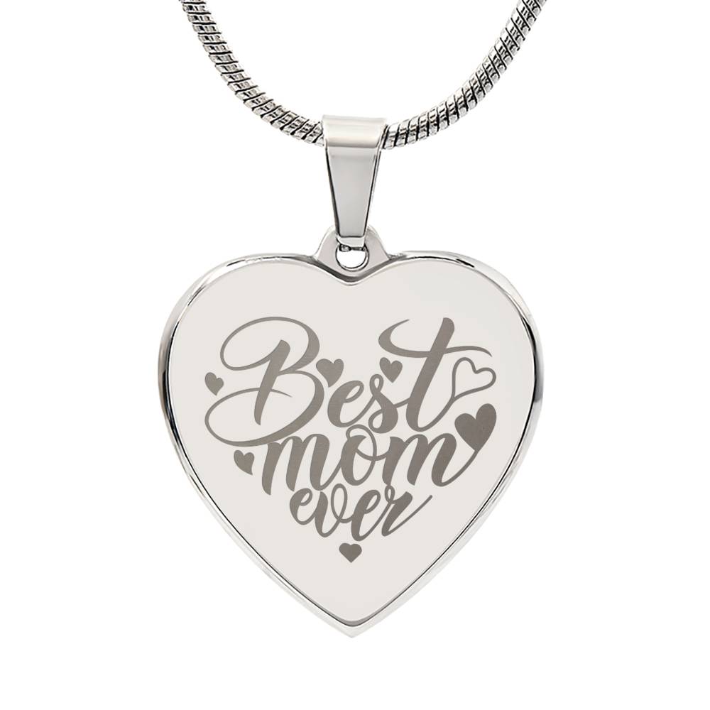 Personalized Engraved Heart Necklace for Mom, 18K Yellow Gold Finish