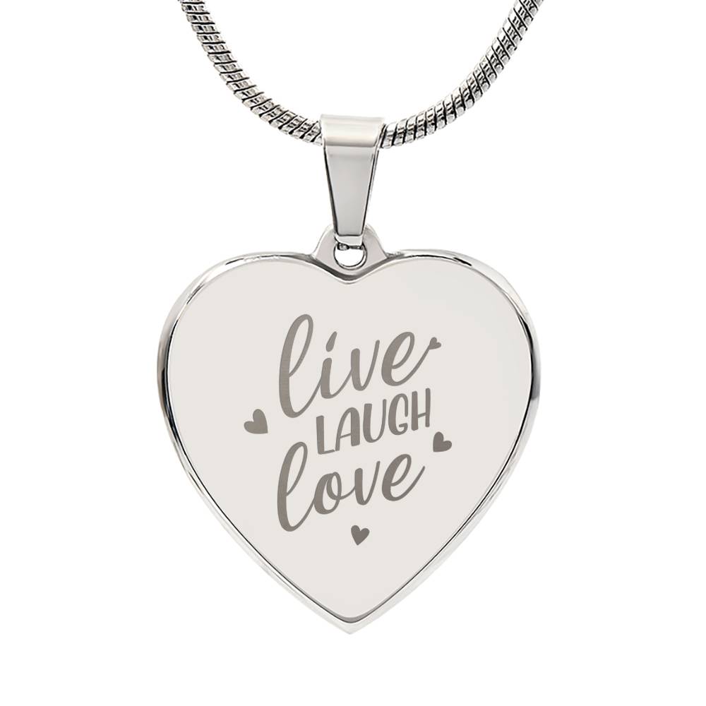 Live Laugh Love Engraved Heart Necklace