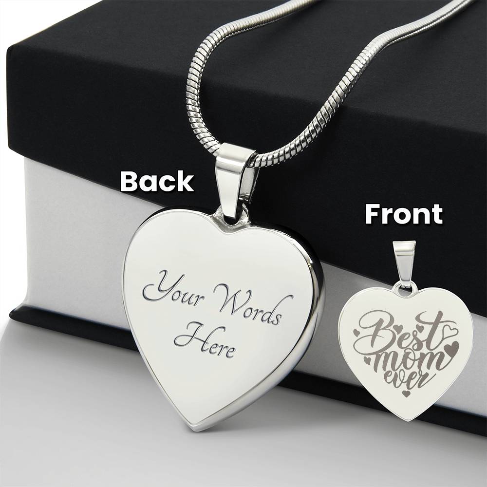 Personalized Engraved Heart Necklace for Mom, 18K Yellow Gold Finish