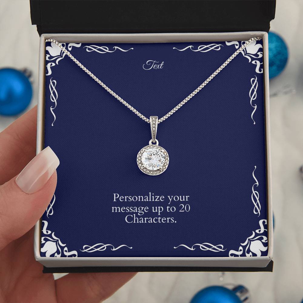 White Gold plated Crystal Necklace - Personalize Message Card