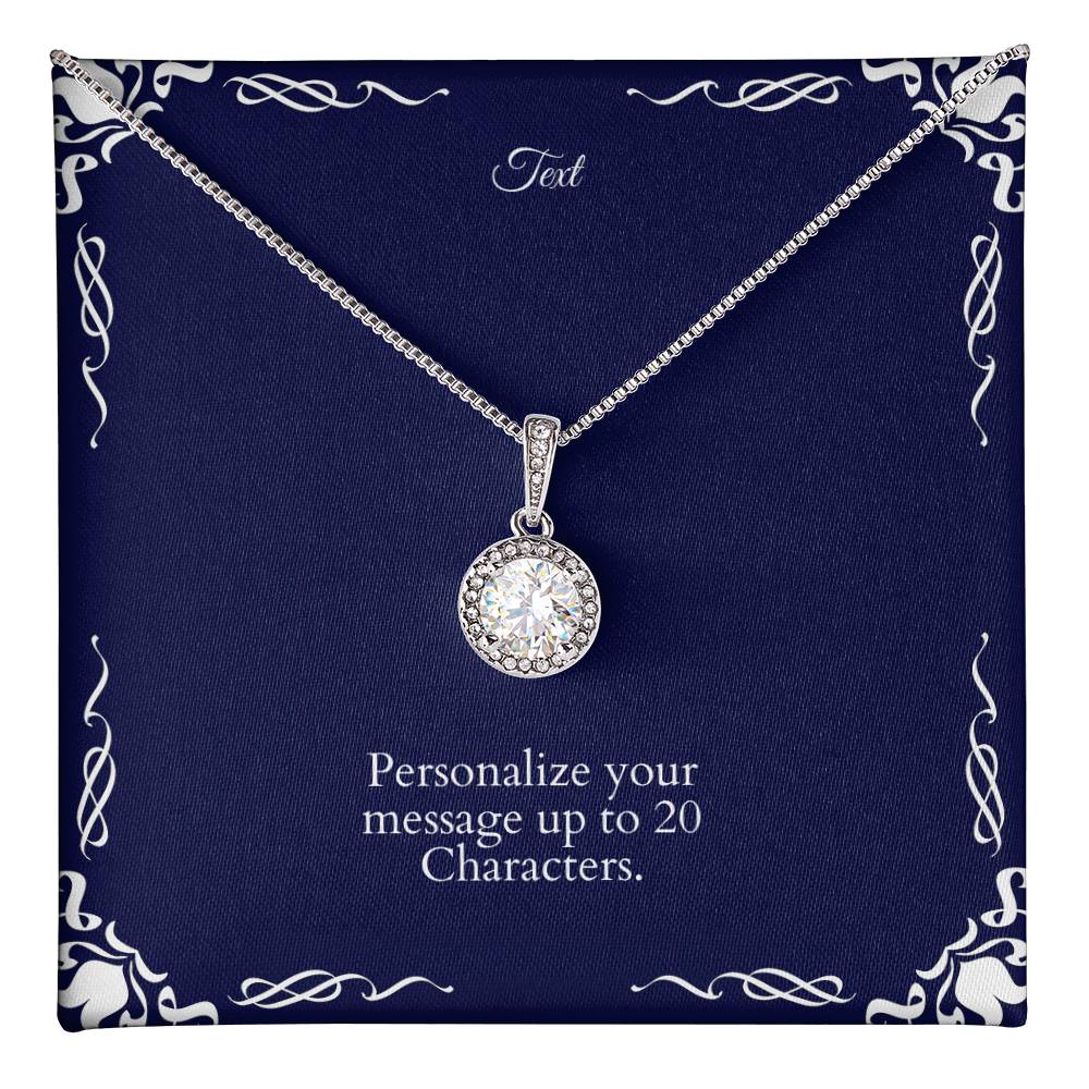 White Gold plated Crystal Necklace - Personalize Message Card