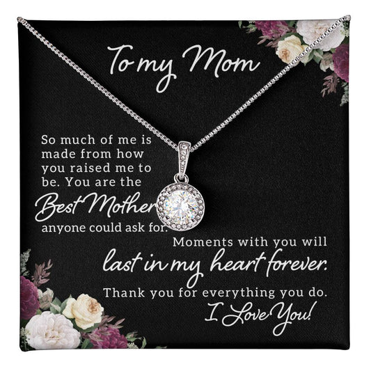 CZ Crystal Stone Necklace Message for Mom