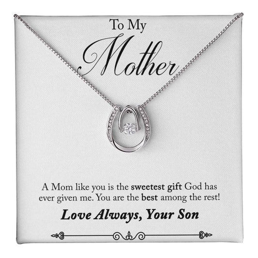 White Gold Finish Lucky Charm Necklace - Gift for Mom