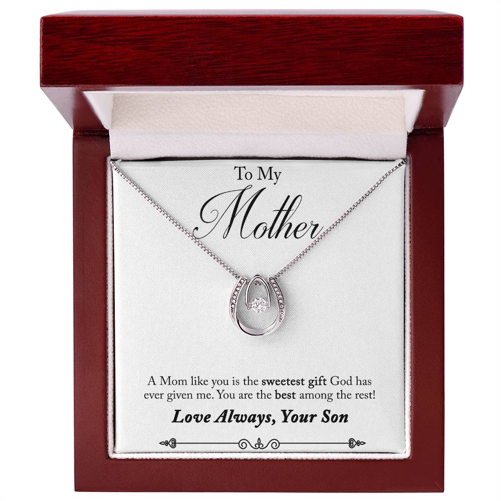 White Gold Finish Lucky Charm Necklace - Gift for Mom