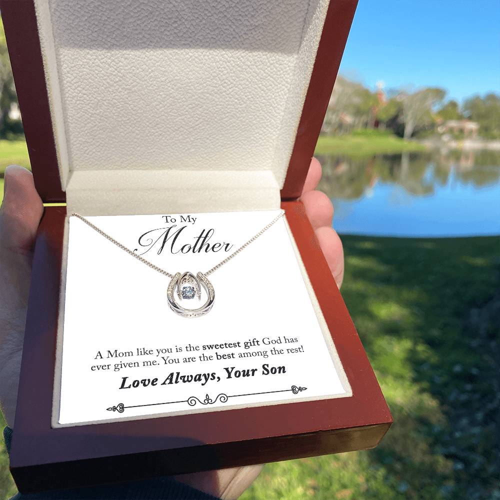 White Gold Finish Lucky Charm Necklace - Gift for Mom