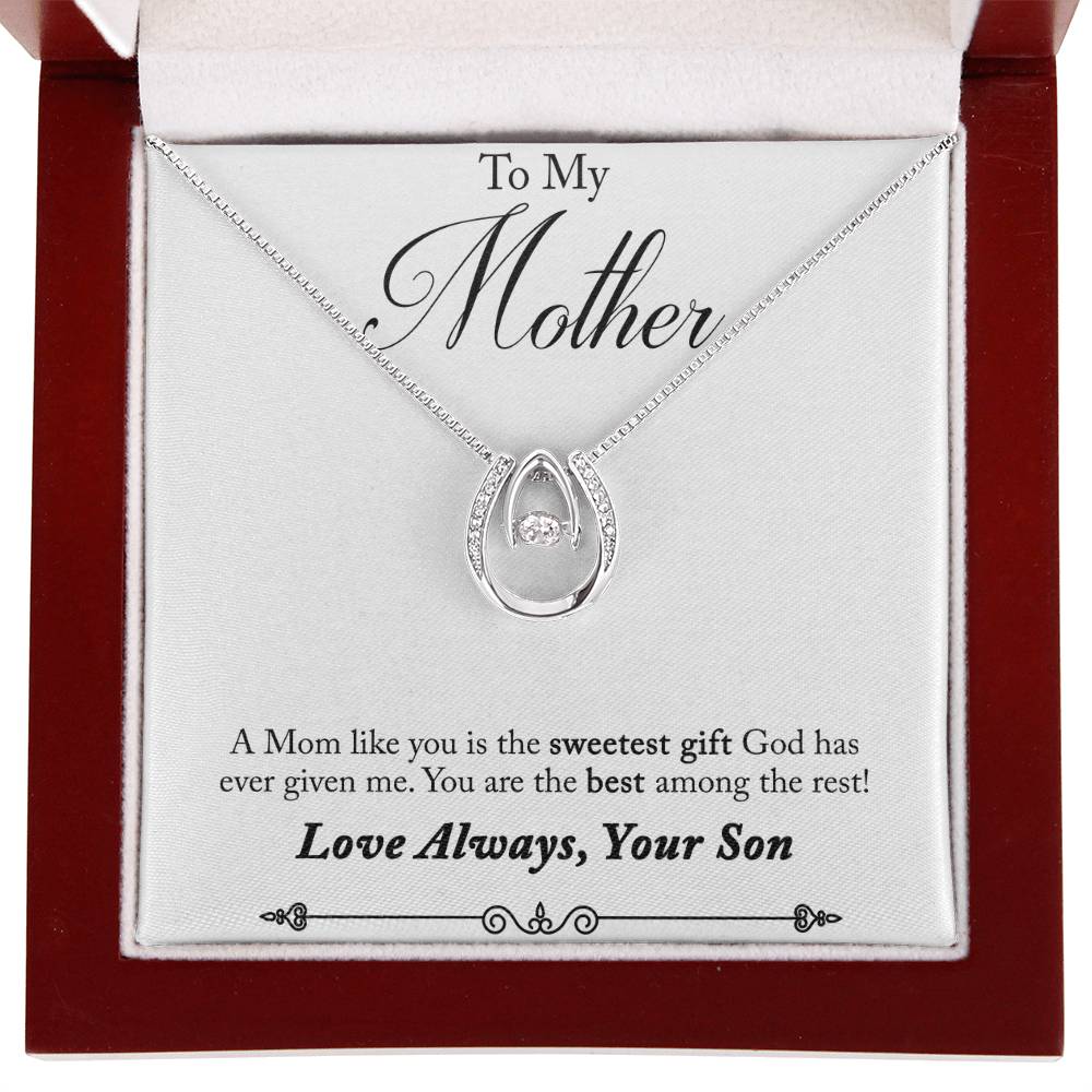 White Gold Finish Lucky Charm Necklace - Gift for Mom