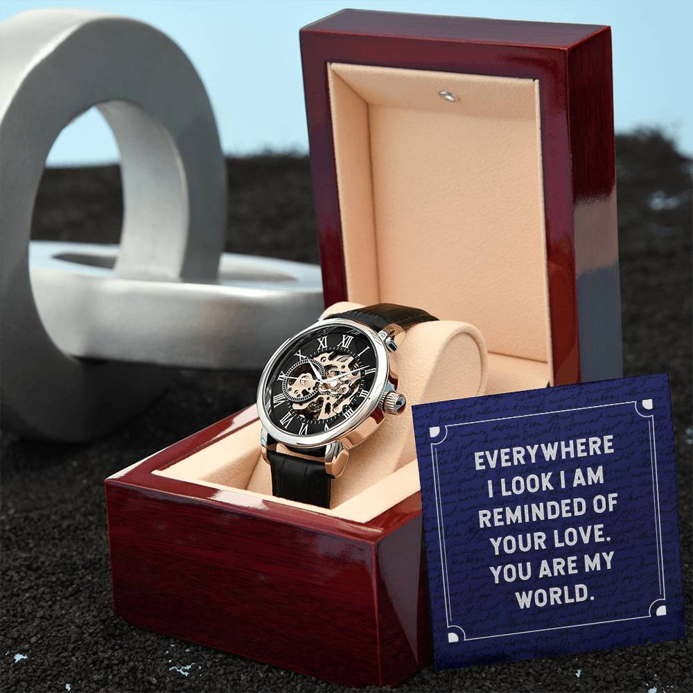 Sports Openwork Genuine Leather Band Men's Watch
