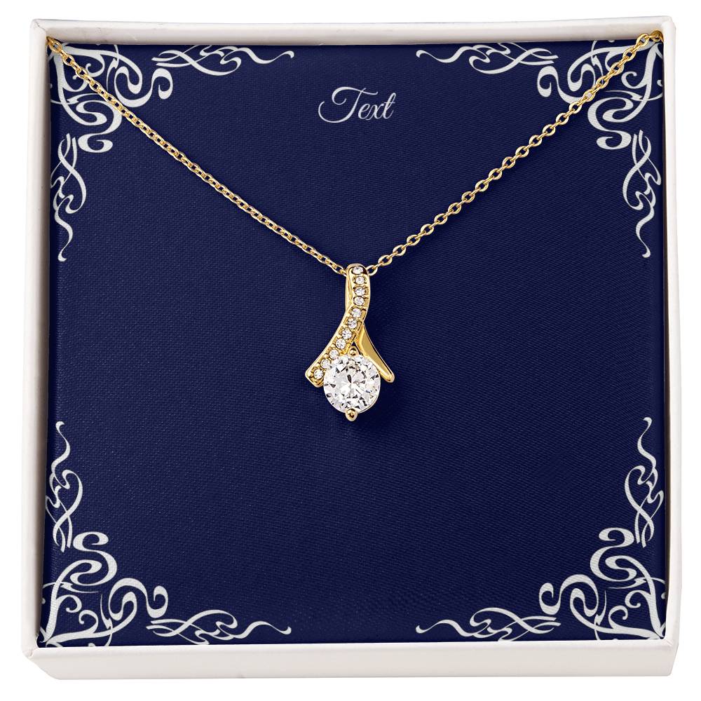 Petite Ribbon Zirconia Necklace - Personalize Message Card