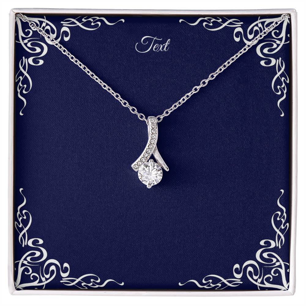 Petite Ribbon Zirconia Necklace - Personalize Message Card