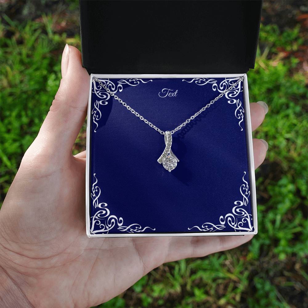 Petite Ribbon Zirconia Necklace - Personalize Message Card