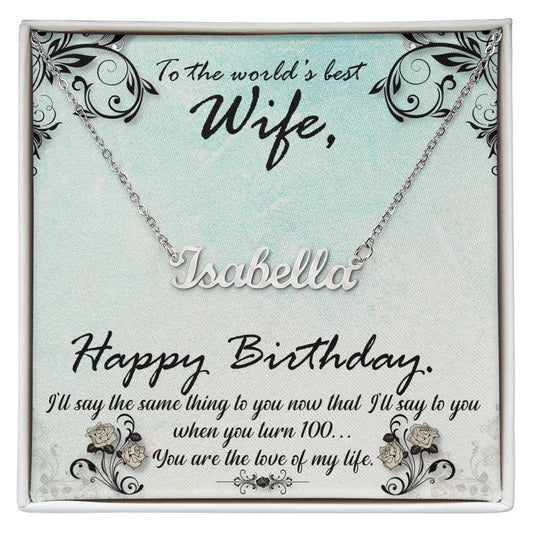 Customized Birthday Wife Stainless Steel/Gold Finish Necklace