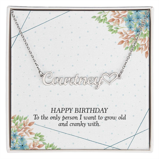 Birthday Heart Custom Cursive Name Necklace