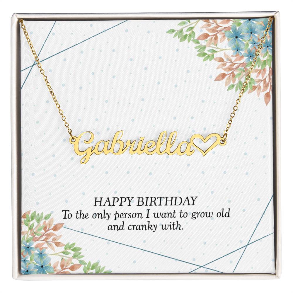 Birthday Heart Custom Cursive Name Necklace