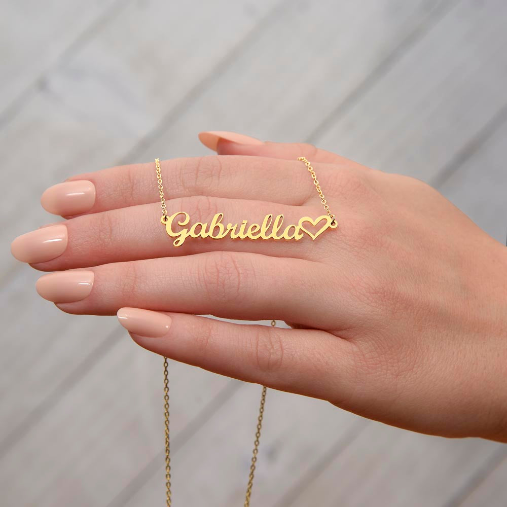 Birthday Heart Custom Cursive Name Necklace