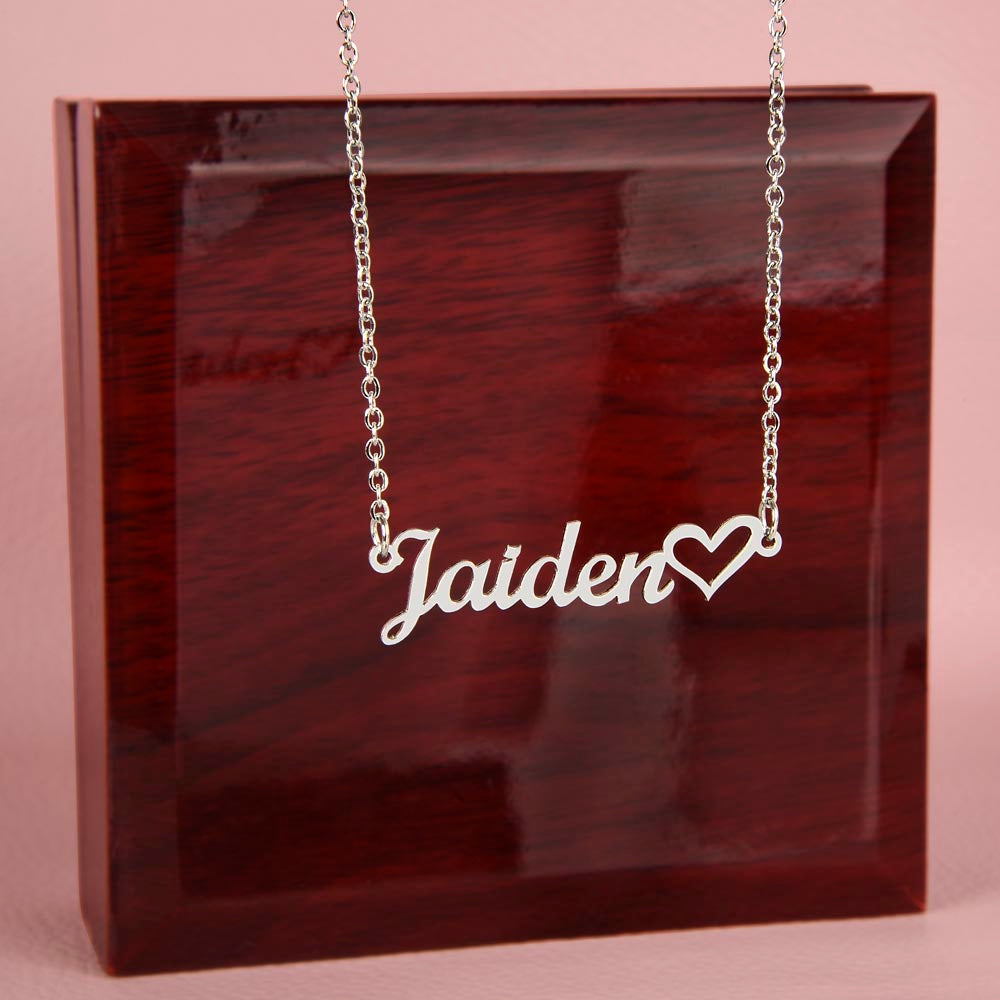 Birthday Heart Custom Cursive Name Necklace