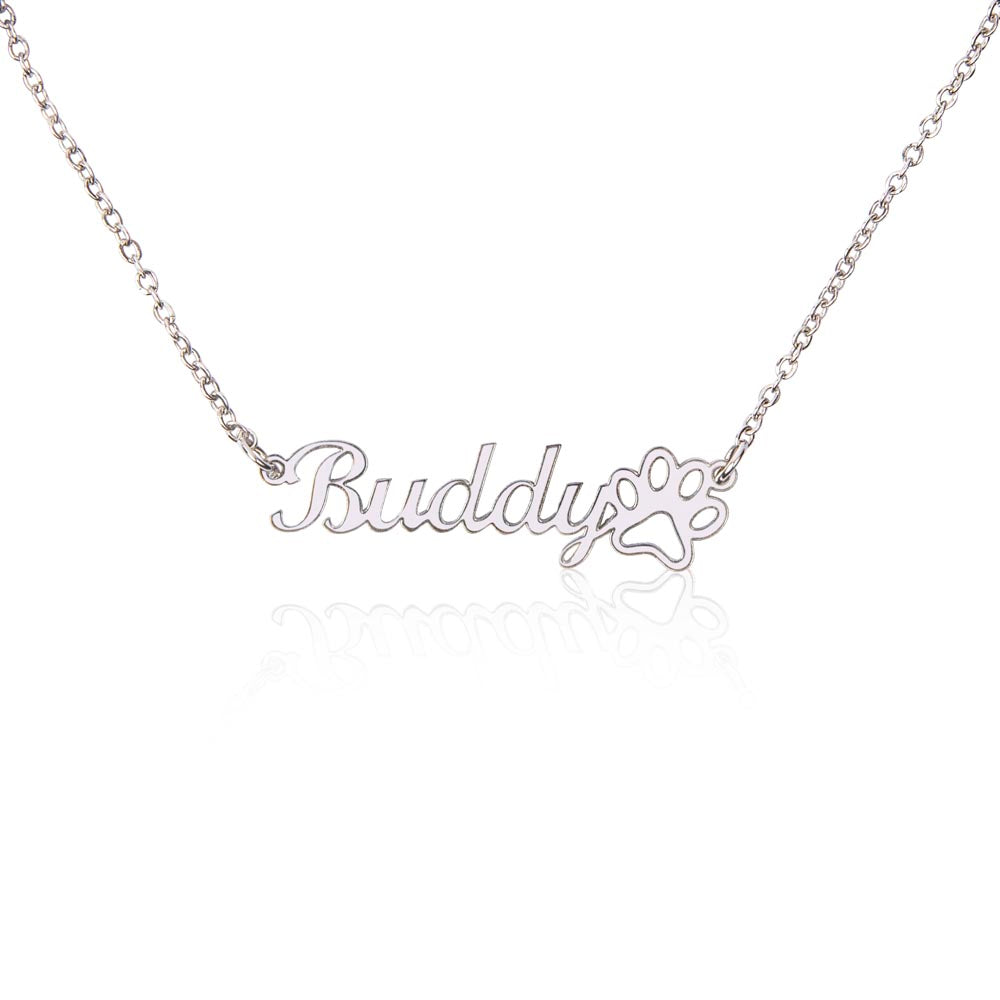 Personalized Name Paw Print Women's Necklace