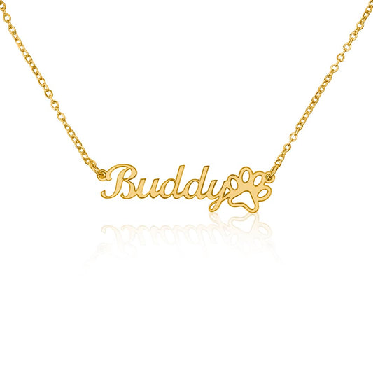 Personalized Name Paw Print Women's Necklace