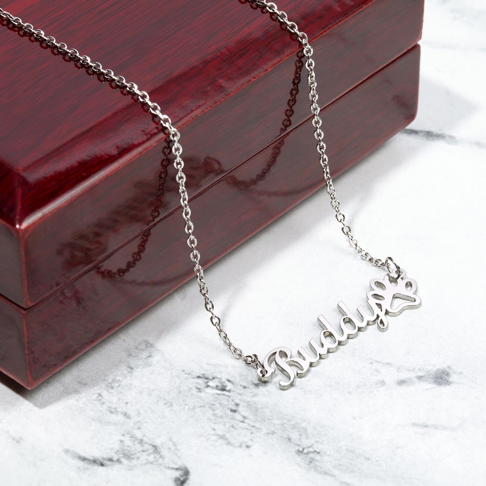 Personalized Name Paw Print Women's Necklace