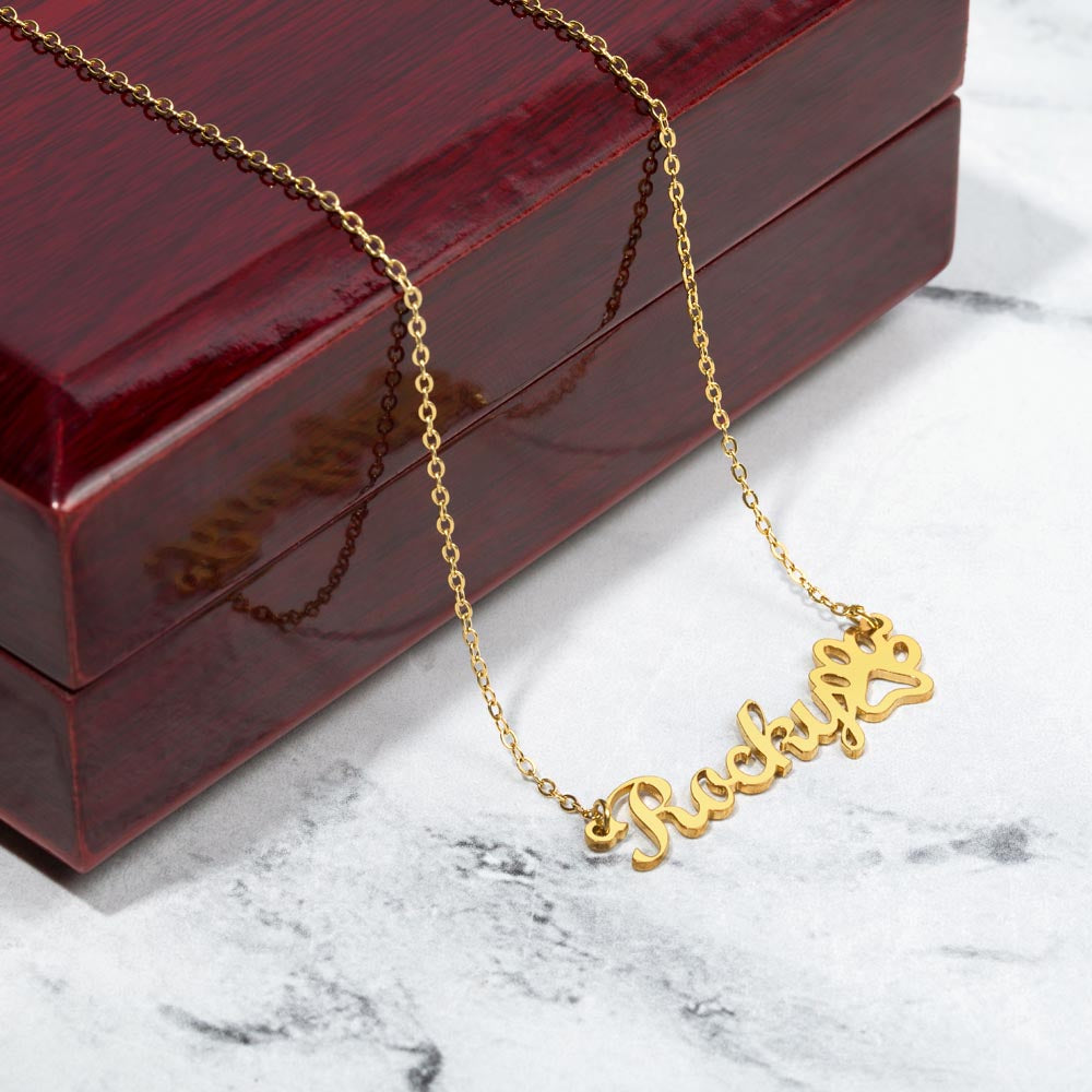 Personalized Name Paw Print Women's Necklace