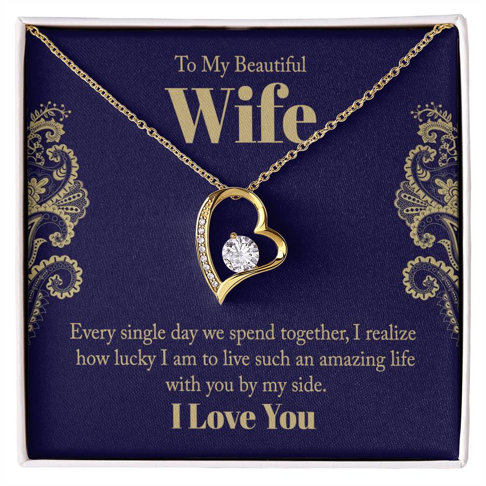 Heart Pendent Necklace + Bouquet + Message Wife