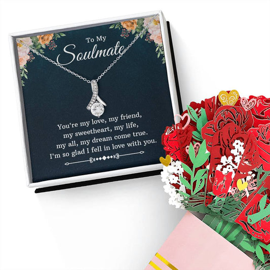 Zirconia Necklace + Faux Flower Gift Message Soulmate