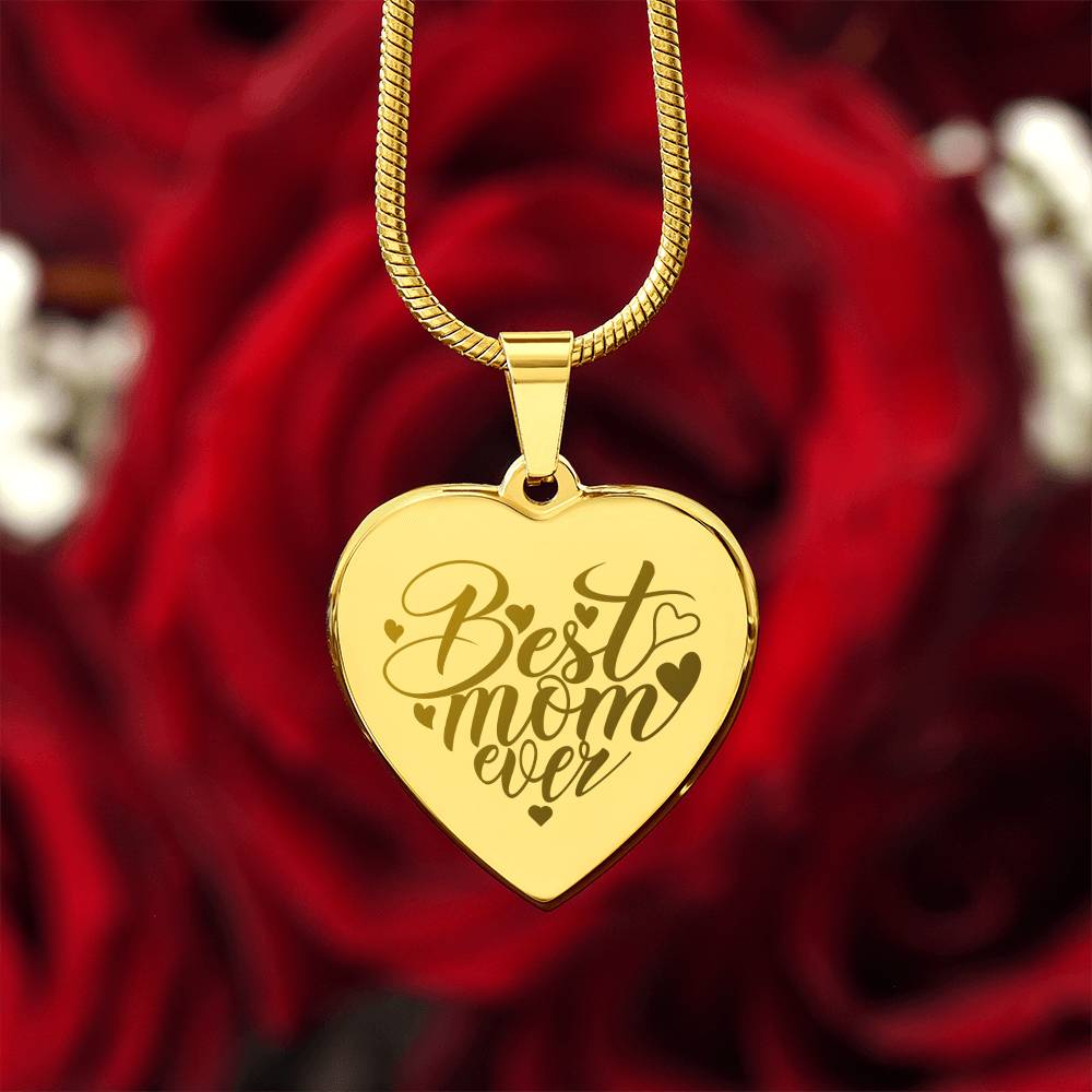 Personalized Engraved Heart Necklace for Mom, 18K Yellow Gold Finish