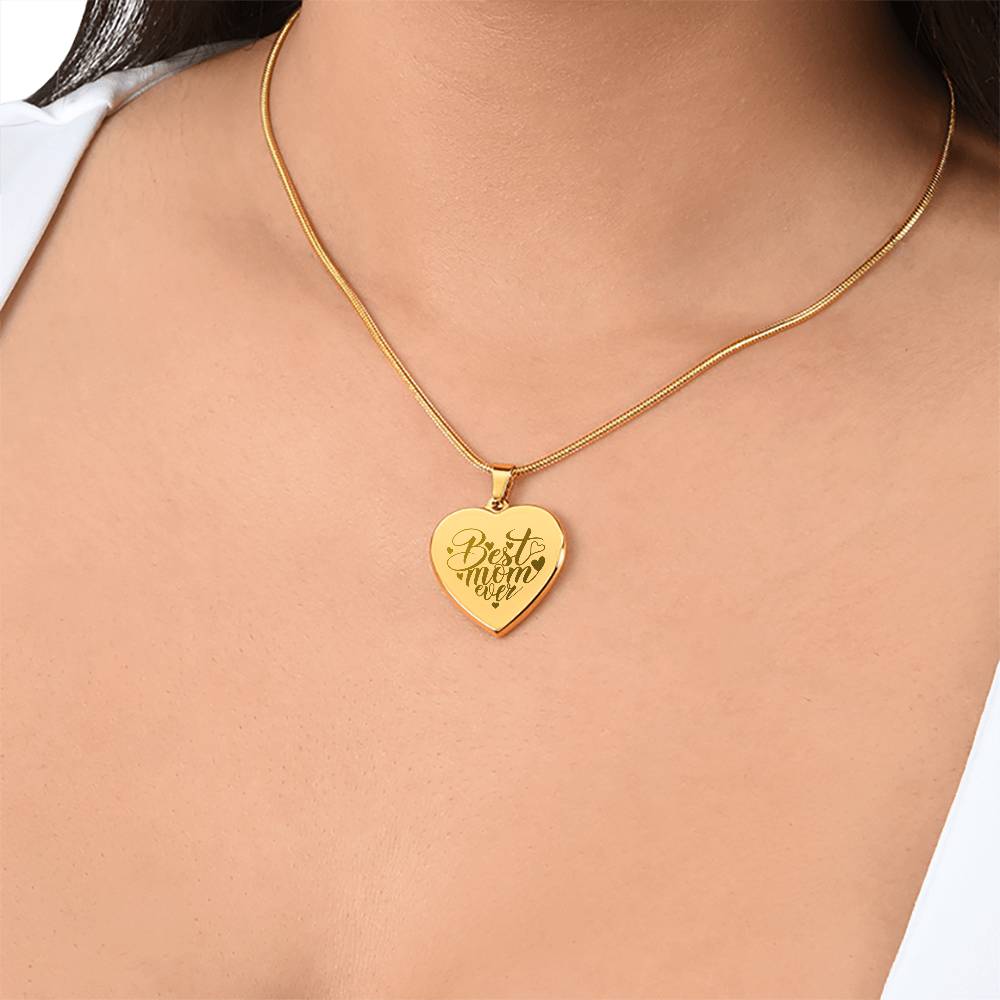 Personalized Engraved Heart Necklace for Mom, 18K Yellow Gold Finish