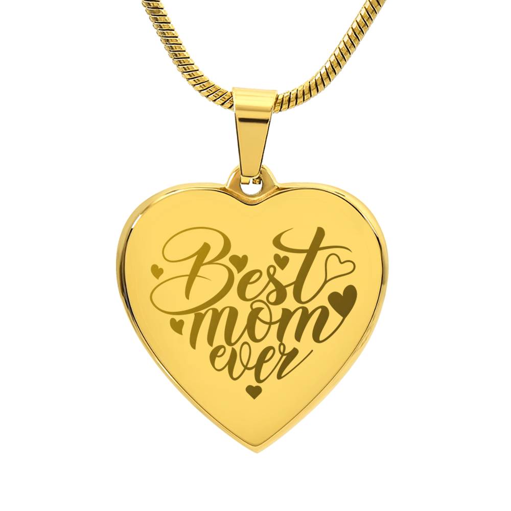 Personalized Engraved Heart Necklace for Mom, 18K Yellow Gold Finish