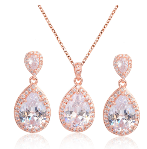 Colorful Zirconia Necklace Earrings Set