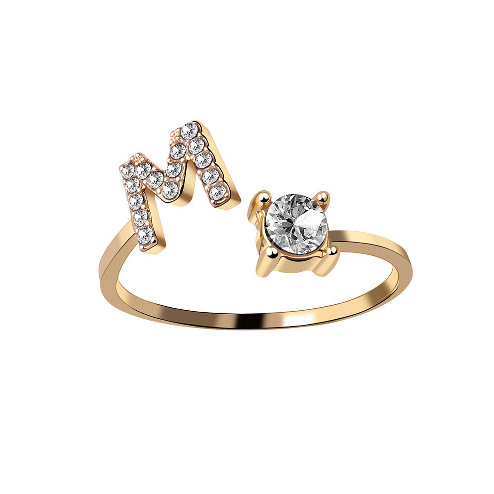 Cubic Zirconia Initial Wrap Ring in 18k Gold-Plated Sterling Silver