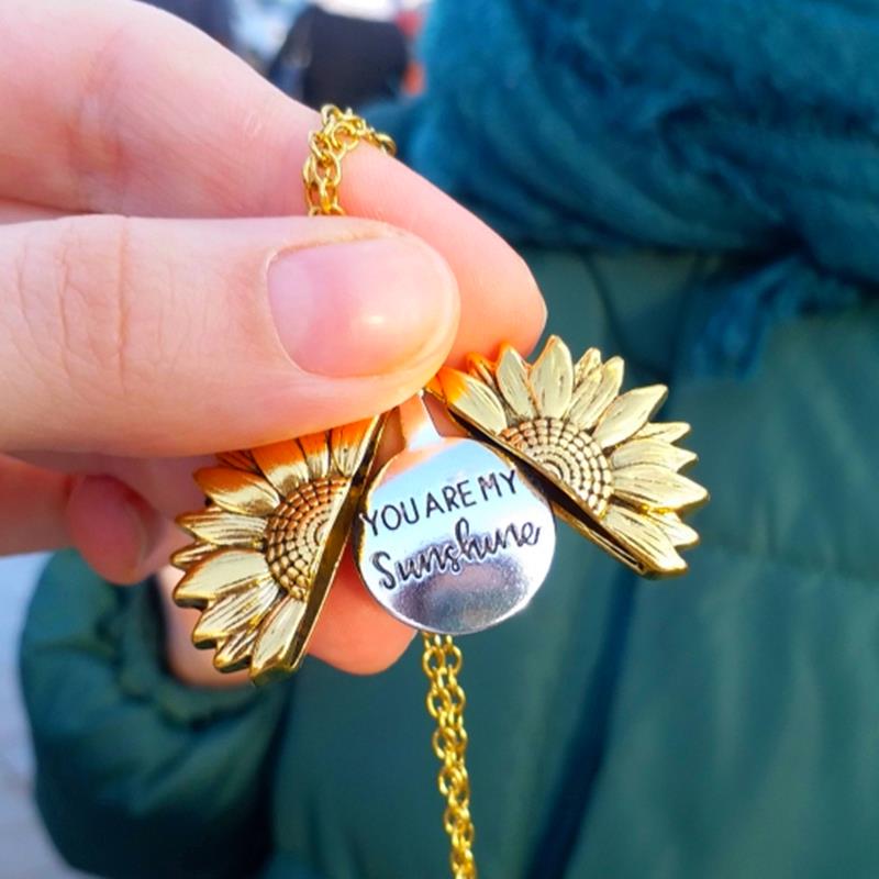 Open Locket Sunflower SunShine Necklace