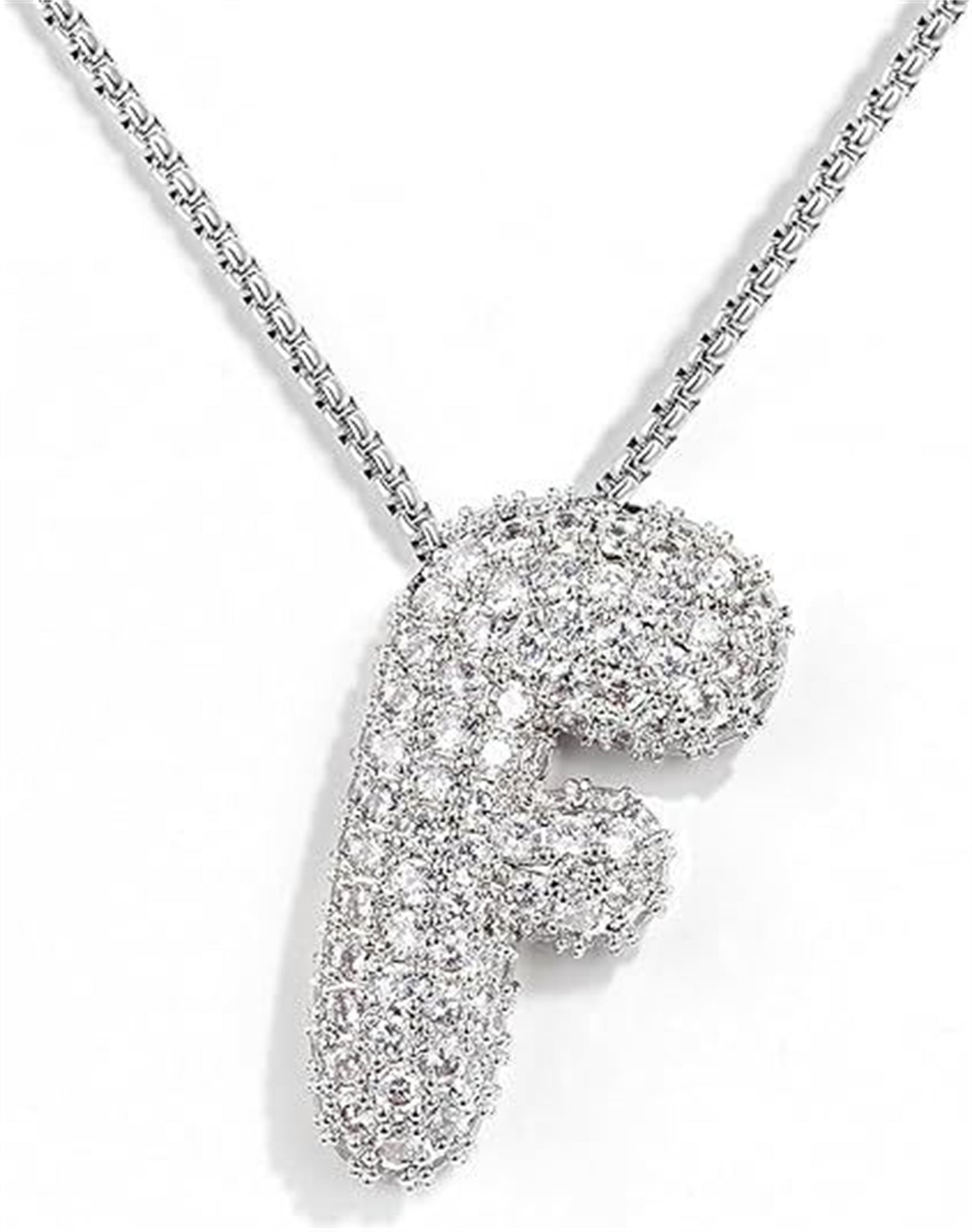 Cubic Zirconia Initial Letter Pendant Necklace in Gold Silver Color