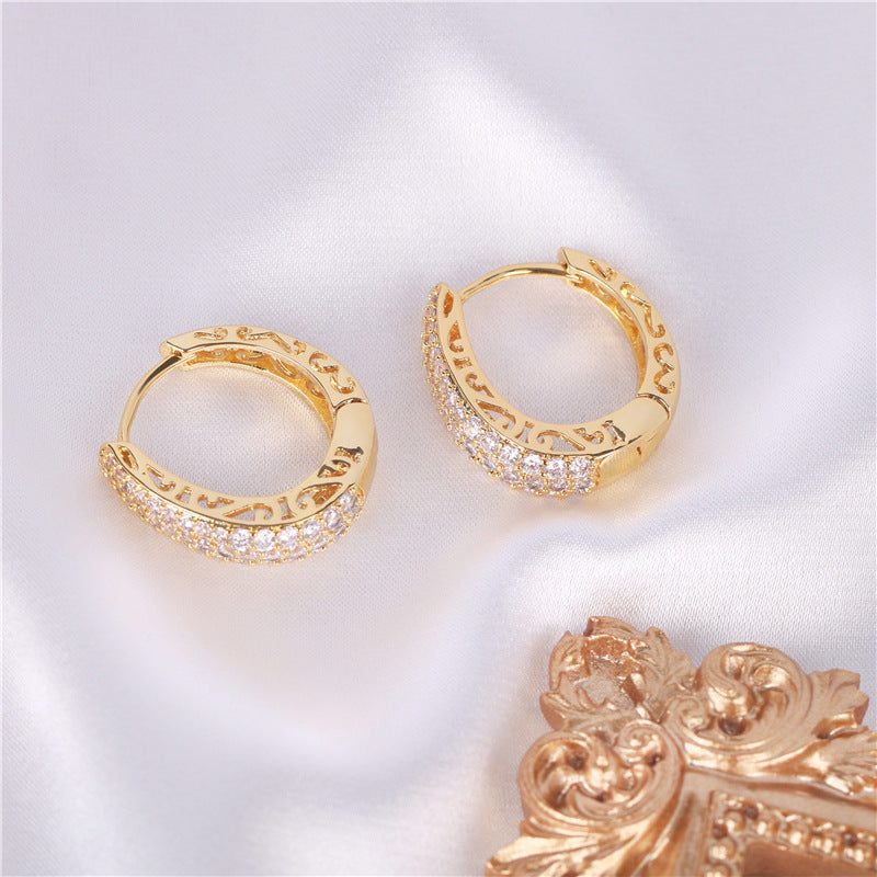 French 18K Gold Finish CZ Earrings