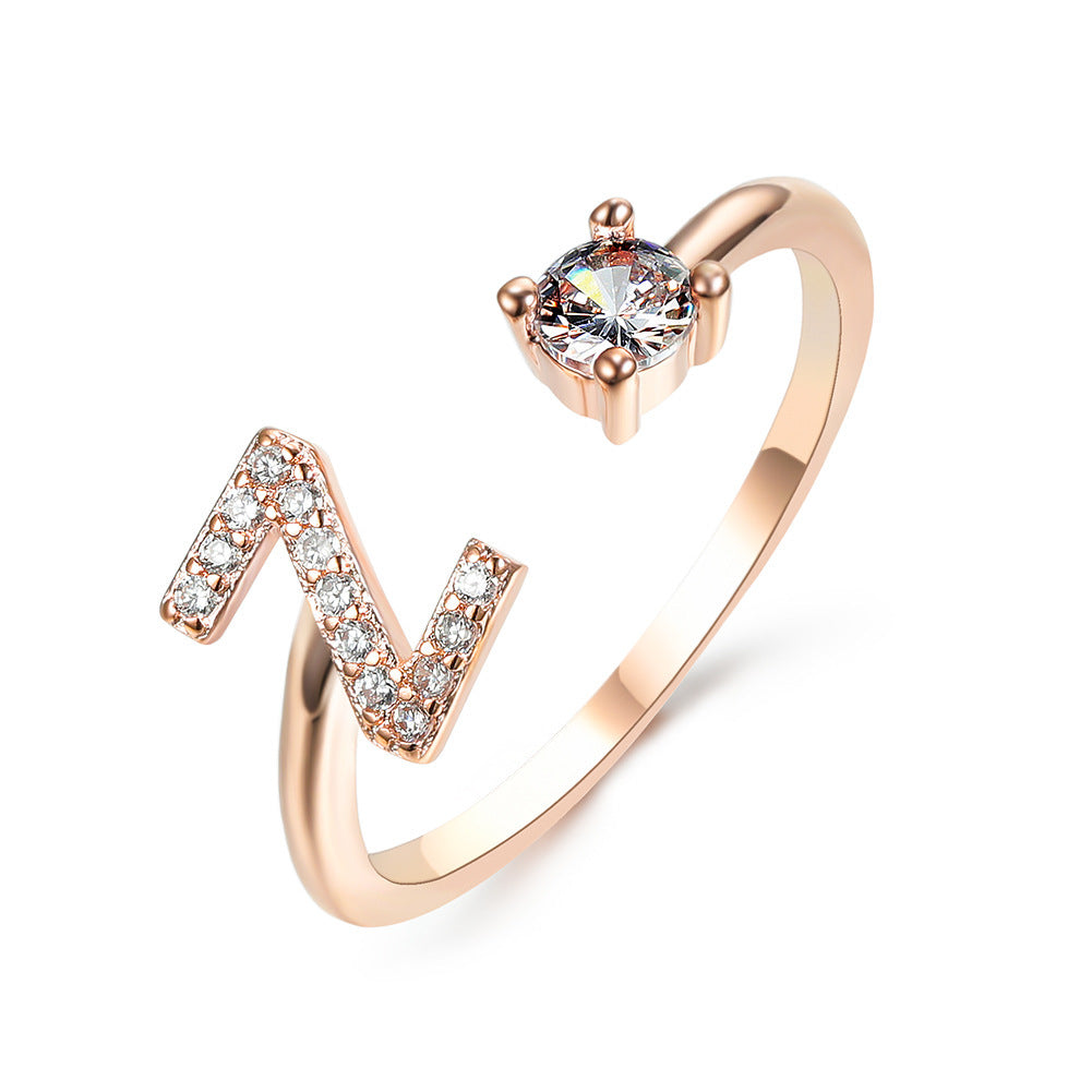 Cubic Zirconia Initial Wrap Ring in 18k Gold-Plated Sterling Silver