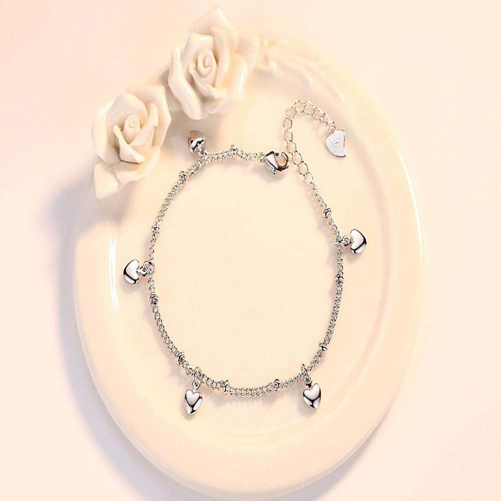 Silver Charming Love Hearts Bracelet