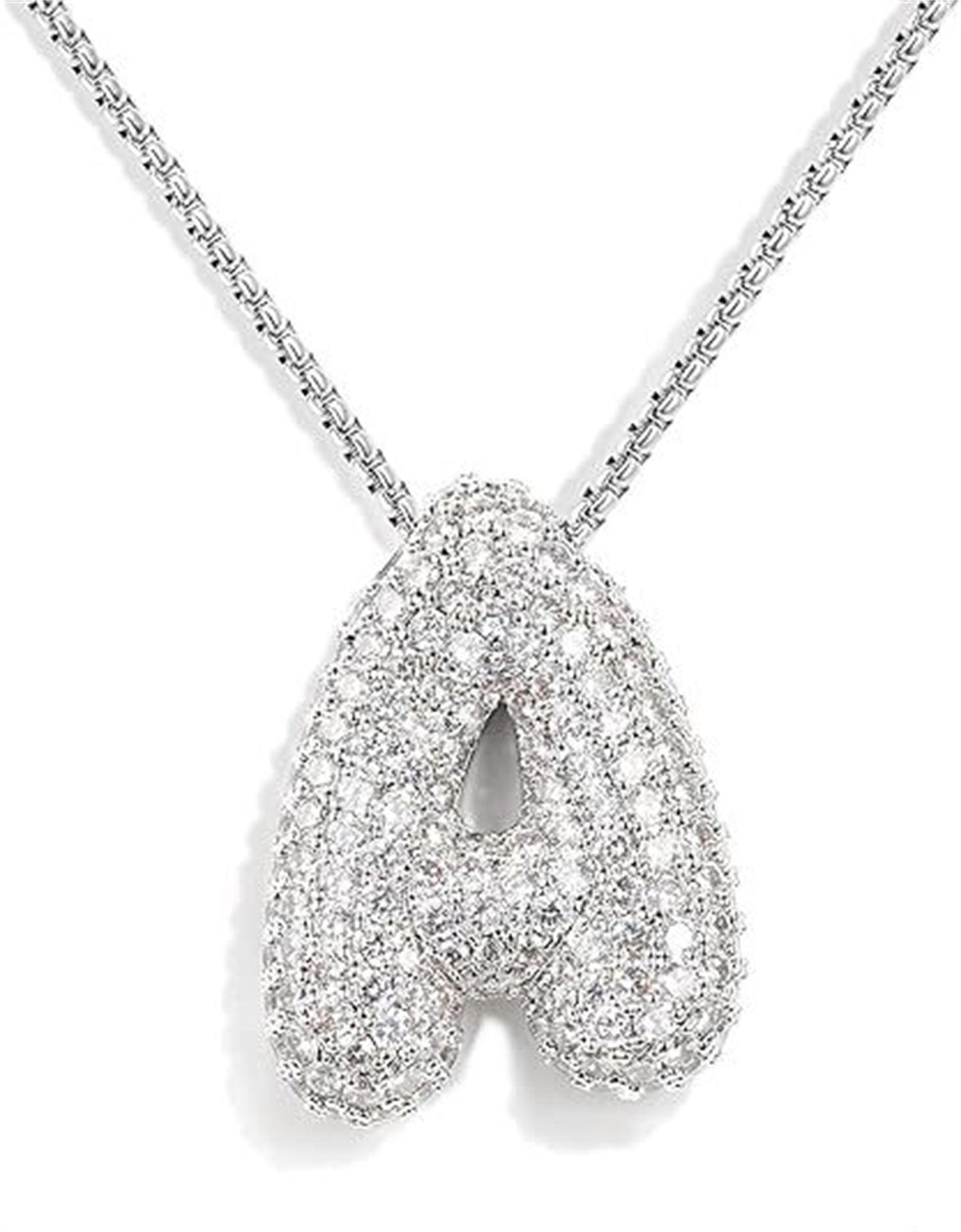 Cubic Zirconia Initial Letter Pendant Necklace in Gold Silver Color