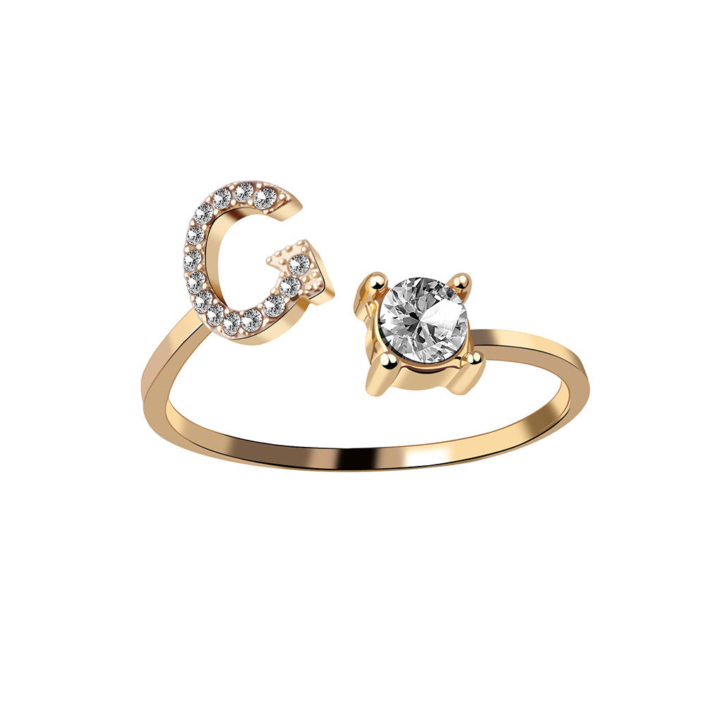 Cubic Zirconia Initial Wrap Ring in 18k Gold-Plated Sterling Silver