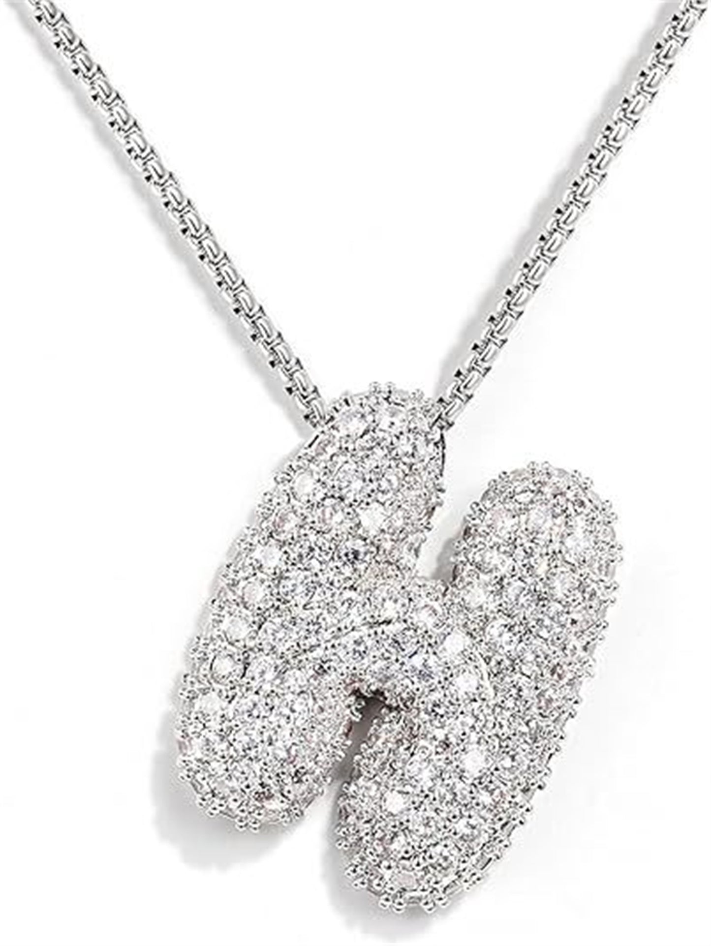 Cubic Zirconia Initial Letter Pendant Necklace in Gold Silver Color