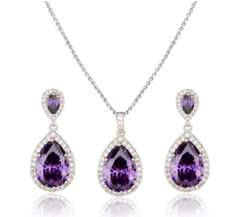 Colorful Zirconia Necklace Earrings Set