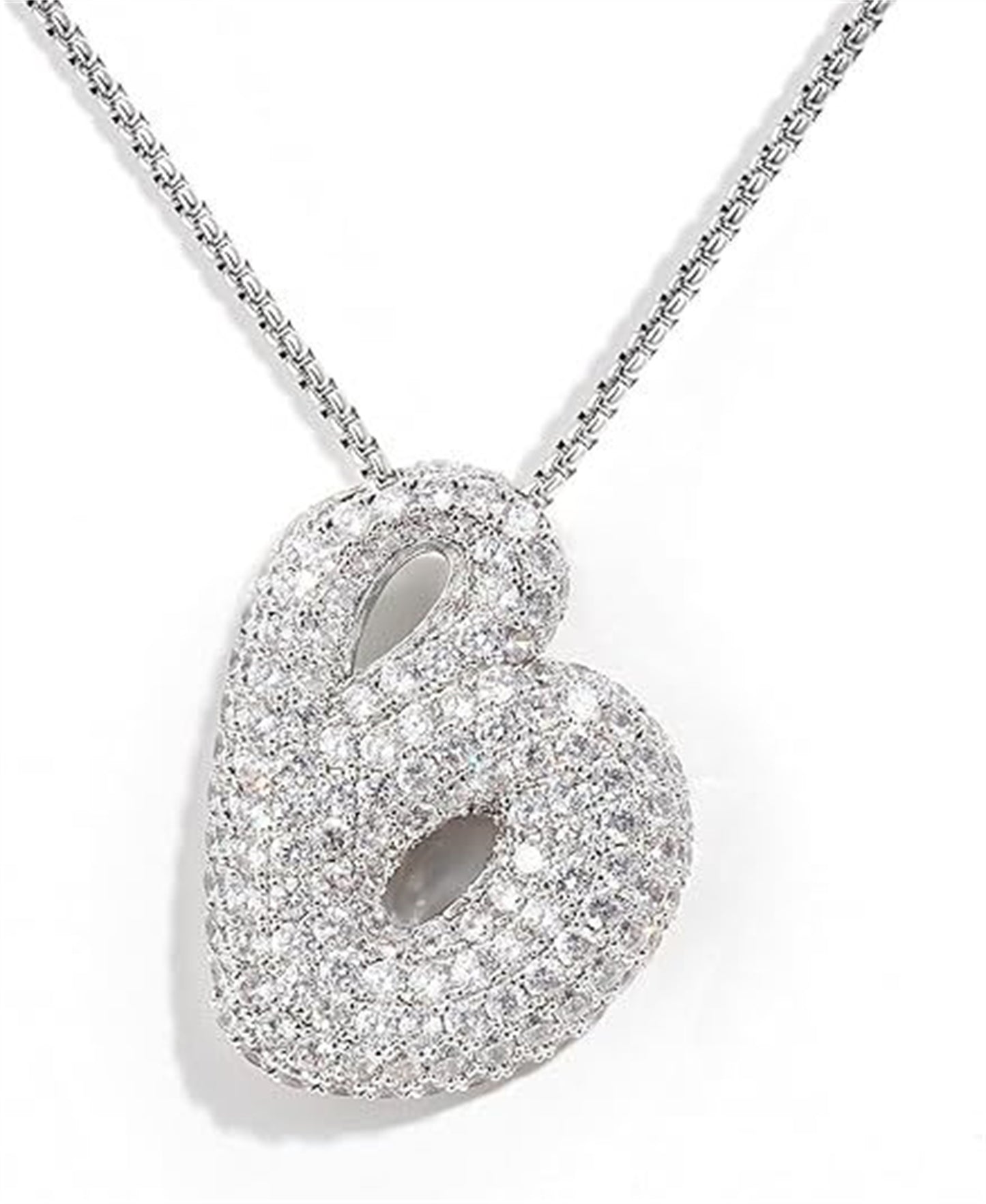 Cubic Zirconia Initial Letter Pendant Necklace in Gold Silver Color