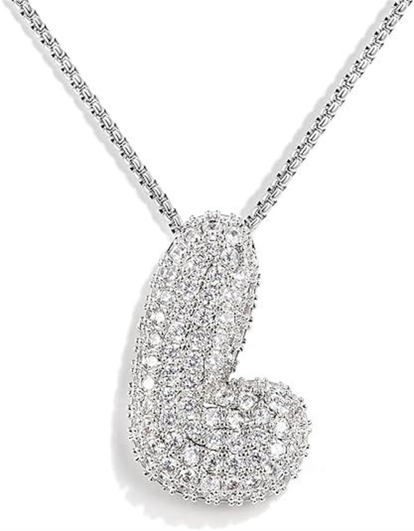 Cubic Zirconia Initial Letter Pendant Necklace in Gold Silver Color