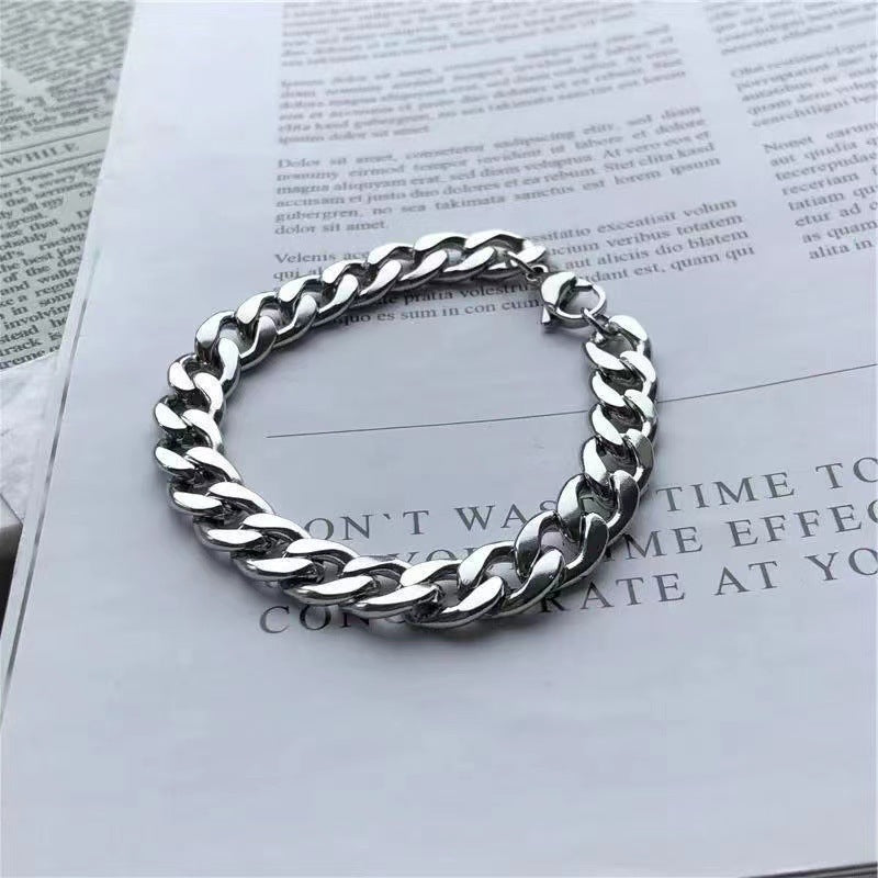 Bold Cuban Titanium Steel Chain Bracelet Men