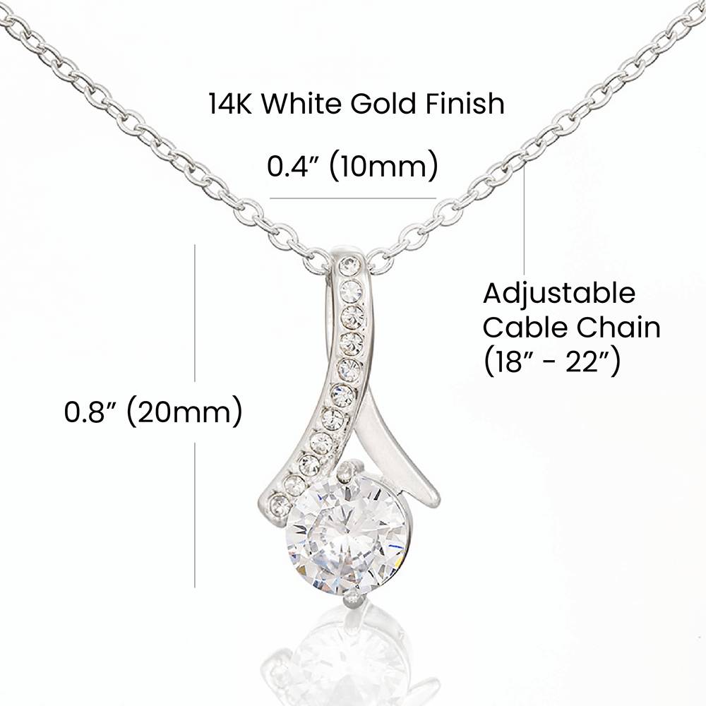 Mother's Day Message Card Zirconia Pendant Chain Necklace with Faux Bouquet