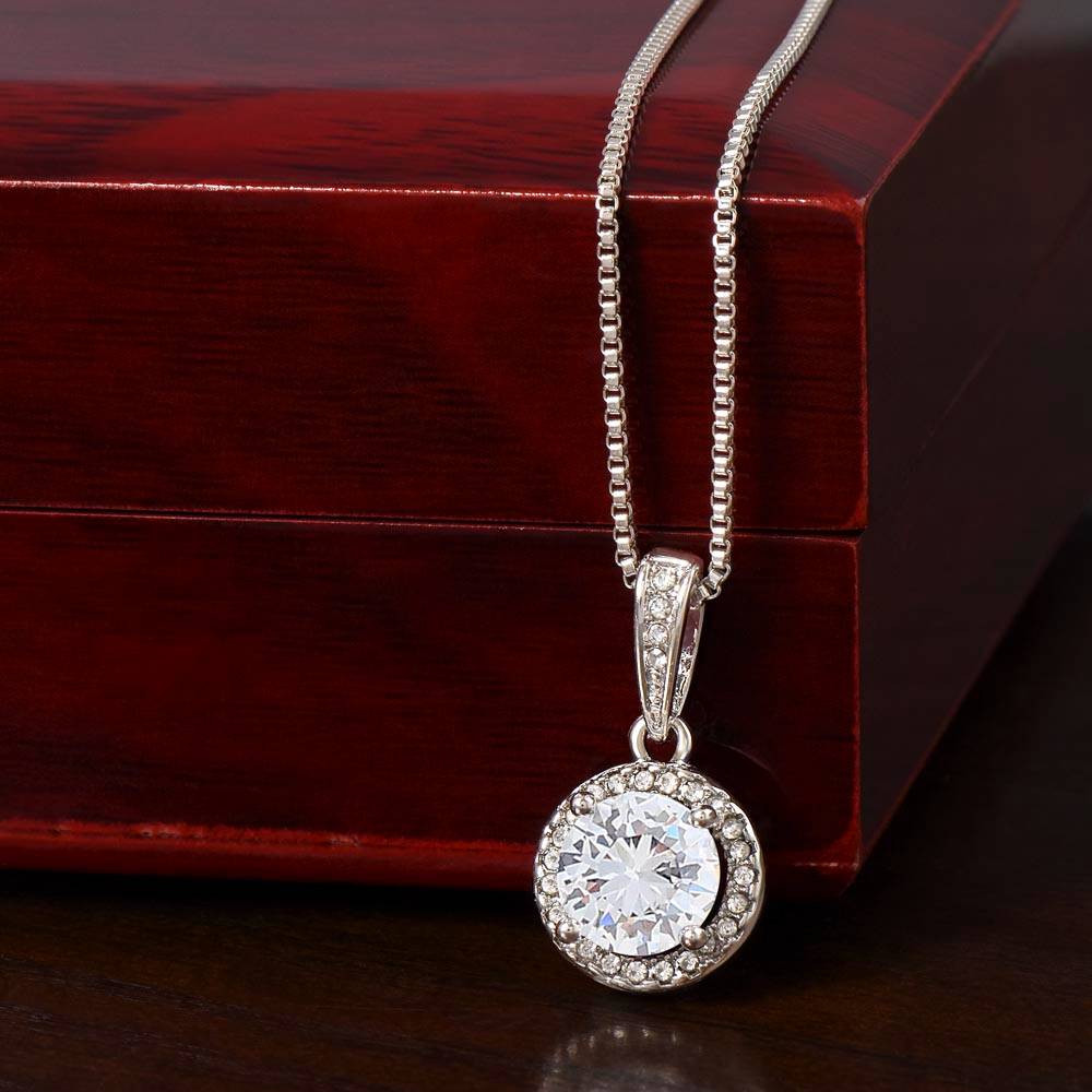 White Gold plated Crystal Necklace - Personalize Message Card