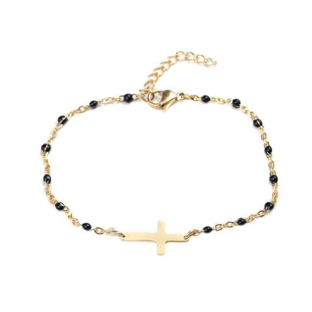 Golden Enamel Cross Bracelet