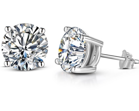 Moissanite Stud Round Cut Stone Earrings