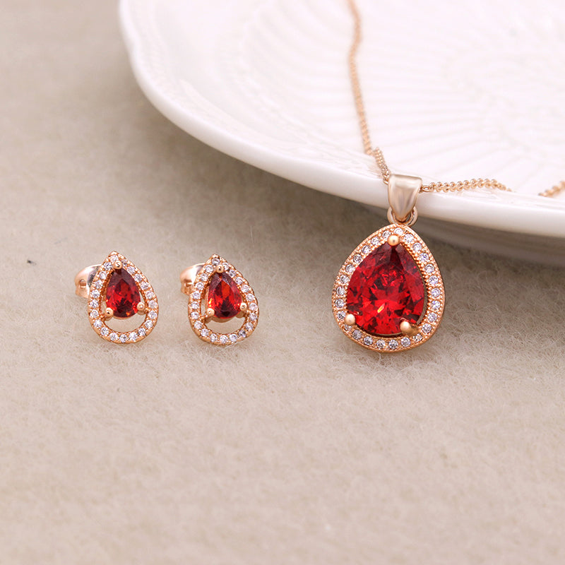 Colorful Zirconia Necklace Earrings Set