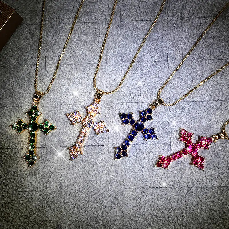 Baroque Cross Zirconia Necklace