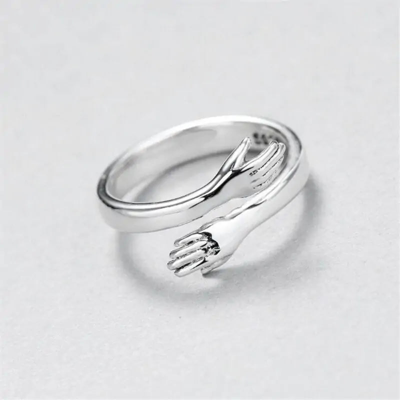 Silver Love Hug Ring for Men Women