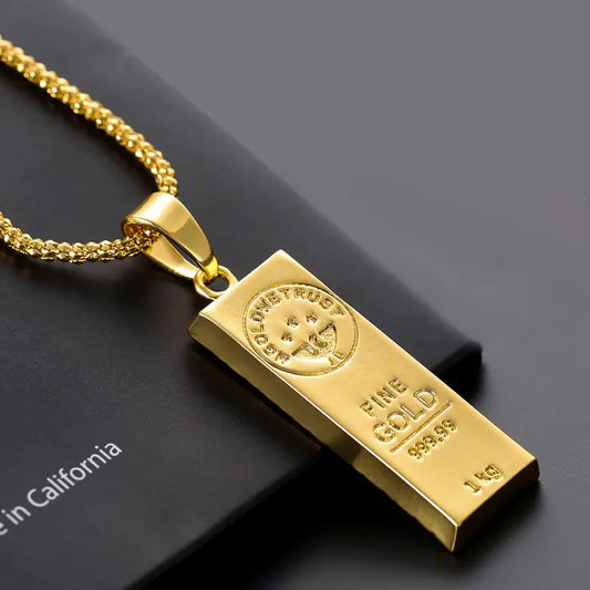 Gold Color Bar Men's Necklace